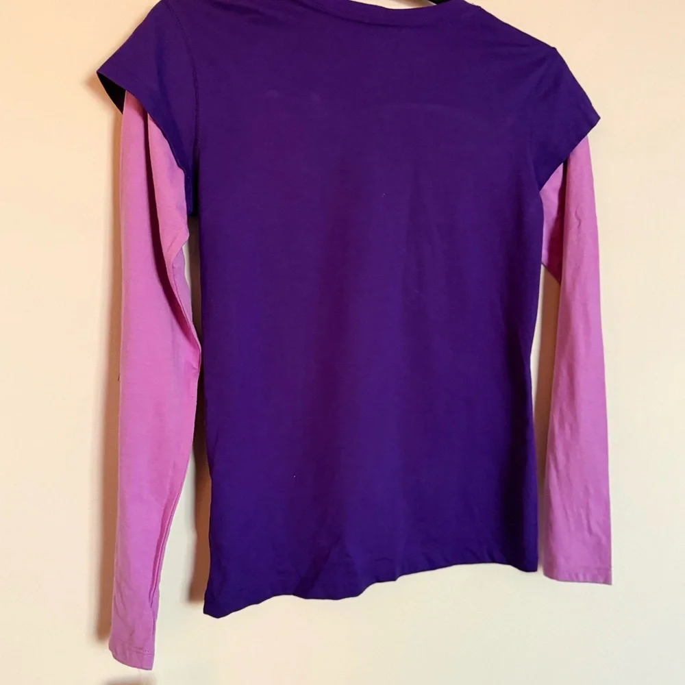 Nike Girls Purple Rhinestone Swoosh Long Sleeve Top Size L